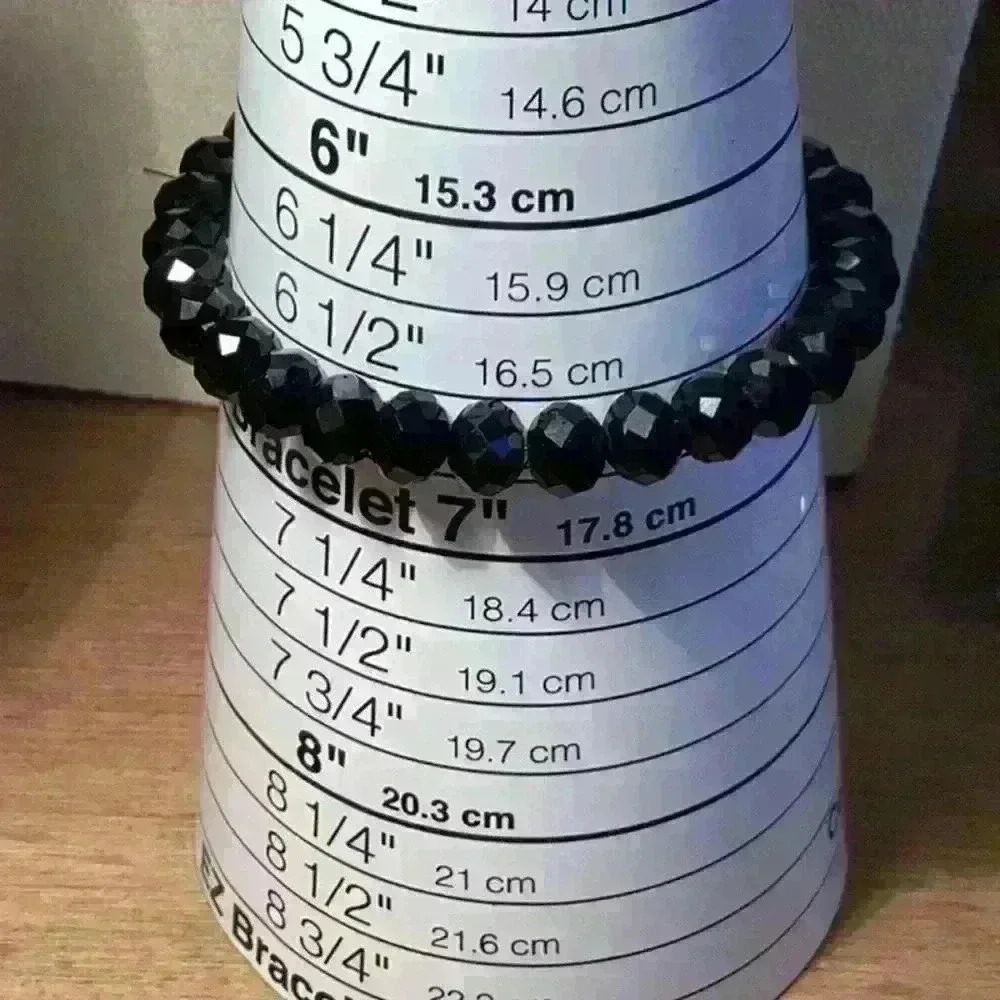 Black Faceted Black Beads Stretch Bracelet - Picture 3 of 4
